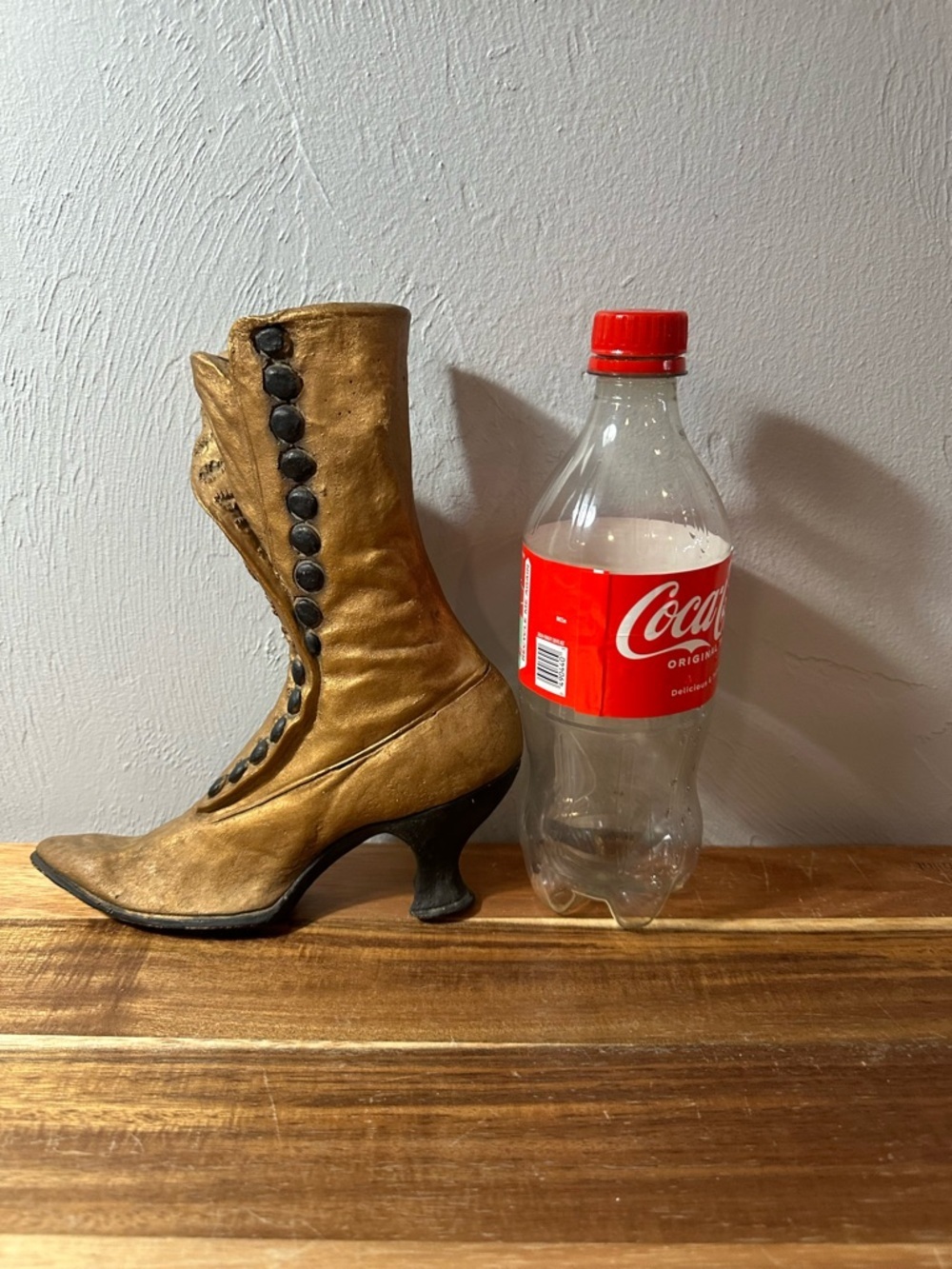 Vintage Gold Victorian Boot Sculpture | Button-Up Shoe Decor | Cast Resin Art - Picture 7 of 7